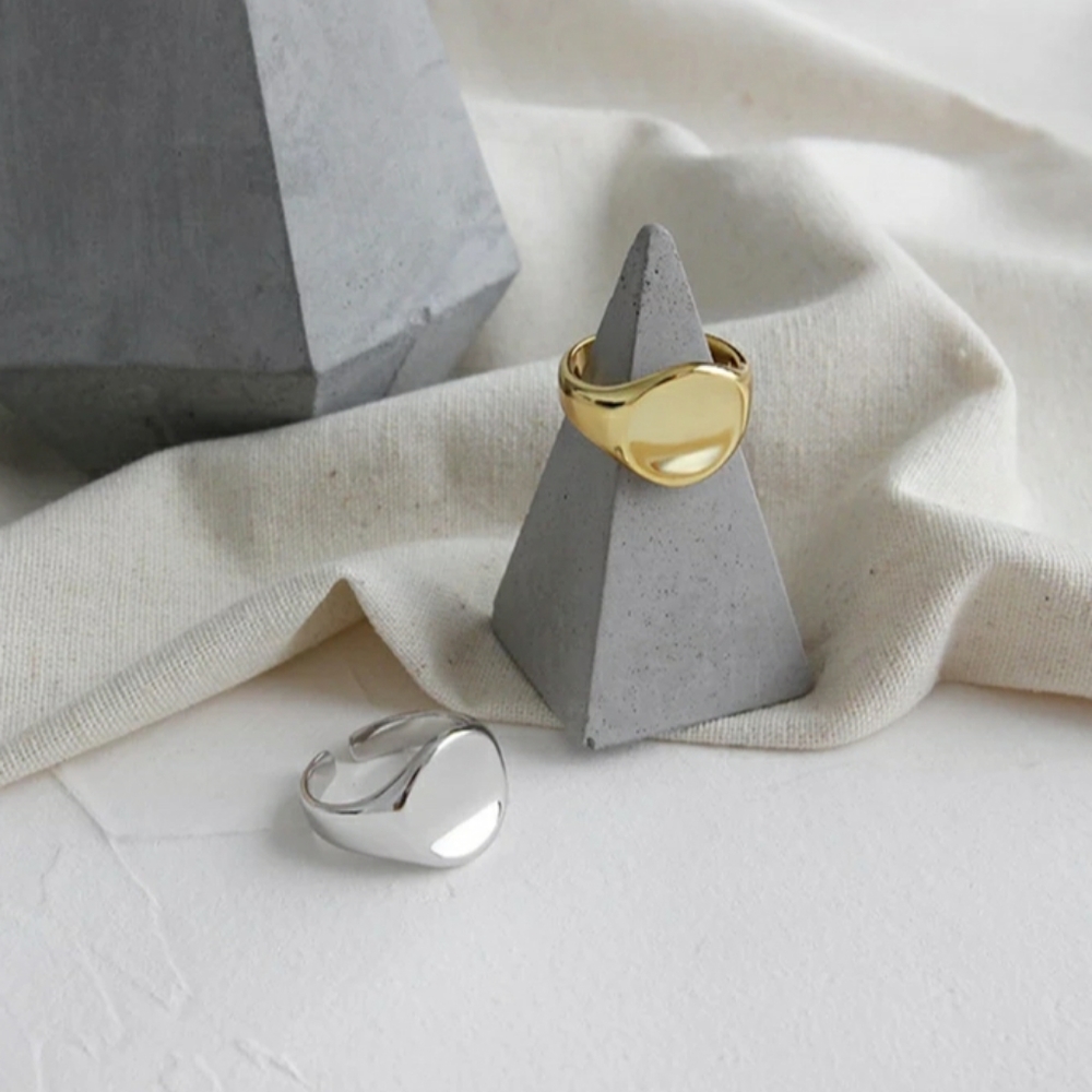 NEW SILVER / GOLD PLATED SIGNET ADJUSTABLE RING - Picture 6 of 6